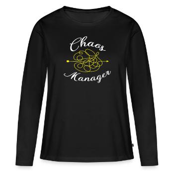 Chaos Manager - Frauen Premium Bio Langarmshirt - Schwarz - Vorne - Julia (174cm)