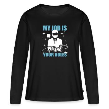 Dentiste médecine dentaire cadeau de remplissage des trous des dents - T-shirt manches longues Premium bio Femme - noir - Devant - Julia (174cm)