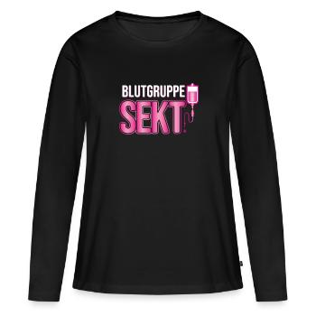 Blood group sparkling wine Funny gift for sparkling wine drinkers - Women's Premium Organic Long Sleeve Shirt - black - Front - Julia (174cm)