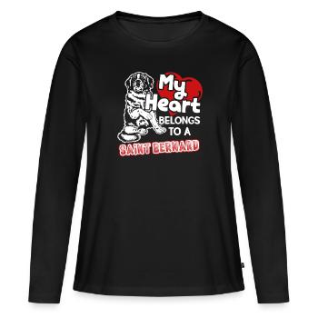 Mein Herz gehört einem Bernhardiner - Frauen Premium Bio Langarmshirt - Schwarz - Vorne - Julia (174cm)