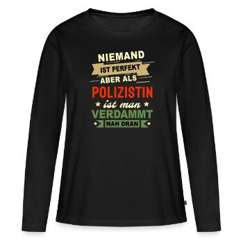 Polizistin Geschenk - Frauen Premium Bio Langarmshirt - Schwarz - Vorne - Julia (174cm)