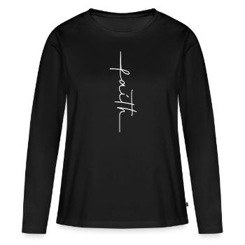 Foi - T-shirt manches longues Premium bio Femme - noir - Devant - Julia (174cm)