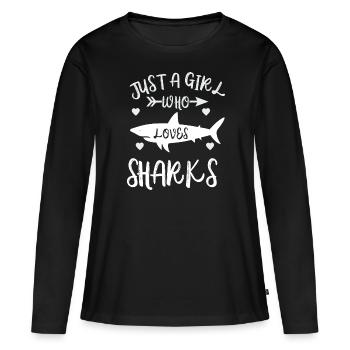 Just a Girl Who Loves Sharks - Women's Premium Organic Long Sleeve Shirt - black - Front - Julia (174cm)
