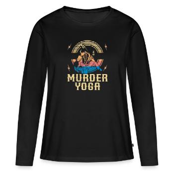 Murder Yoga Drôle Vintage Jiu Jitsu Brésilien - T-shirt manches longues Premium bio Femme - noir - Devant - Julia (174cm)