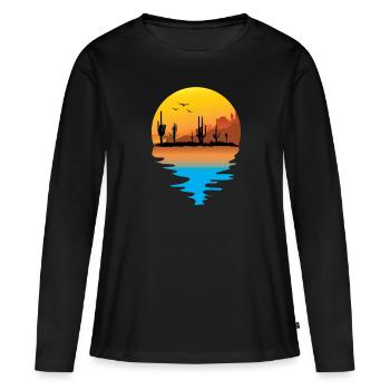 T-shirt Cowboy Retro Vintage Canyon du désert - T-shirt manches longues Premium bio Femme - noir - Devant - Julia (174cm)