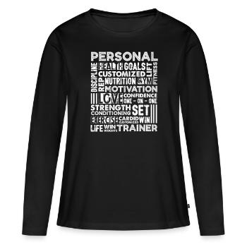 Personal Trainer Proud Personal Trainer - T-shirt manches longues Premium bio Femme - noir - Devant - Julia (174cm)