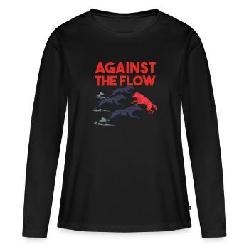 loups à contre-courant - T-shirt manches longues Premium bio Femme - noir - Devant - Julia (174cm)