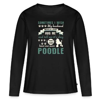 Caniche câlin mon caniche - T-shirt manches longues Premium bio Femme - noir - Devant - Julia (174cm)