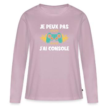 Je peux pas j ai Console - T-shirt manches longues Premium bio Femme - rose poudré - Devant - Julia (174cm)