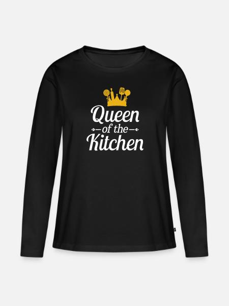 Queen of the Kitchen Super Hobby Koch Geschenk - Frauen Premium Bio Langarmshirt - Schwarz