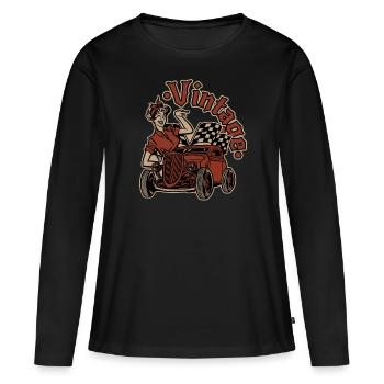 Pinup Vintage Rockabilly - T-shirt manches longues Premium bio Femme - noir - Devant - Julia (174cm)