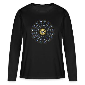 Voyage psychédélique - T-shirt manches longues Premium bio Femme - noir - Devant - Julia (174cm)
