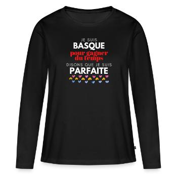 Je suis Basque et parfaite amour Pays Basque - T-shirt manches longues Premium bio Femme - noir - Devant - Julia (174cm)