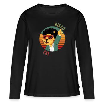 Disco Cat goes on the slopes - Women's Premium Organic Long Sleeve Shirt - black - Front - Julia (174cm)