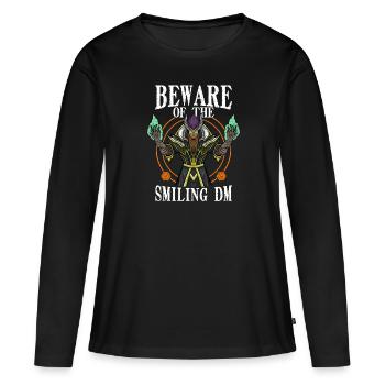 Beware Of The Smiling DM Funny RPG Gift TTRPG Role - T-shirt manches longues Premium bio Femme - noir - Devant - Julia (174cm)