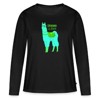 Lama lama dramatique - T-shirt manches longues Premium bio Femme - noir - Devant - Julia (174cm)
