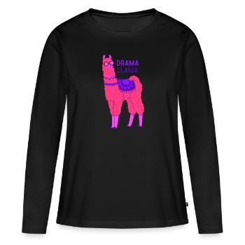 Lama lama dramatique - T-shirt manches longues Premium bio Femme - noir - Devant - Julia (174cm)