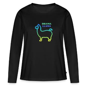 Lama lama dramatique - T-shirt manches longues Premium bio Femme - noir - Devant - Julia (174cm)