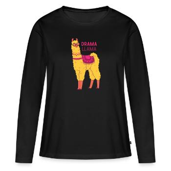Lama lama dramatique - T-shirt manches longues Premium bio Femme - noir - Devant - Julia (174cm)