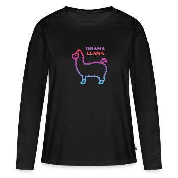 Lama lama dramatique - T-shirt manches longues Premium bio Femme - noir - Devant - Julia (174cm)