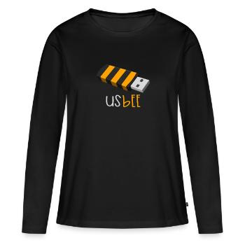 USBee - Frauen Premium Bio Langarmshirt - Schwarz - Vorne - Julia (174cm)