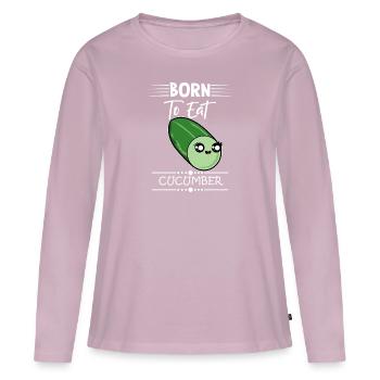 Concombre disant - T-shirt manches longues Premium bio Femme - rose poudré - Devant - Julia (174cm)
