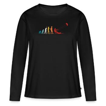 Retro Evolution Kite Surfing Funny Kite Boarding - T-shirt manches longues Premium bio Femme - noir - Devant - Julia (174cm)