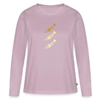 Trompette colorée - T-shirt manches longues Premium bio Femme - rose poudré - Devant - Julia (174cm)