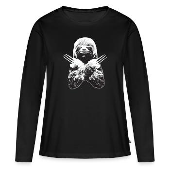 Slotherin comic slot drôle paresseux - T-shirt manches longues Premium bio Femme - noir - Devant - Julia (174cm)