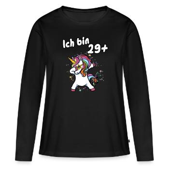 Ich bin 29 plus Einhorn - Frauen Premium Bio Langarmshirt - Schwarz - Vorne - Julia (174cm)