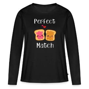 Match Perfect Match love perfect relationship couple - Women's Premium Organic Long Sleeve Shirt - black - Front - Julia (174cm)