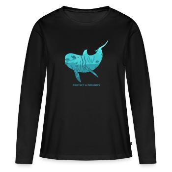Les dauphins Dauphins Protection des espèces Protection de la nature Protection des animaux - T-shirt manches longues Premium bio Femme - noir - Devant - Julia (174cm)