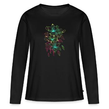 Neon Lilies Cadeaux - T-shirt manches longues Premium bio Femme - noir - Devant - Julia (174cm)