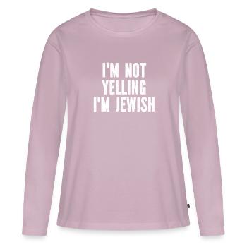 Je ne crie pas que je suis juif - T-shirt manches longues Premium bio Femme - rose poudré - Devant - Julia (174cm)