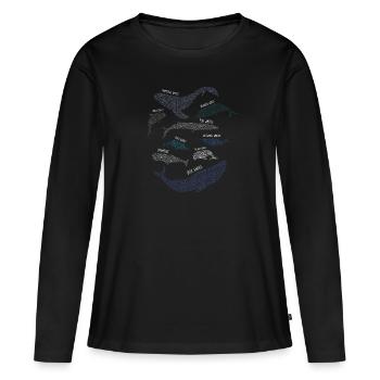 9 Types of Whales Whale Breeds Species Whale Lover - Frauen Premium Bio Langarmshirt - Schwarz - Vorne - Julia (174cm)