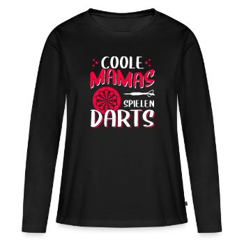 Damen Coole Mamas spielen Darts! Geschenkidee - Frauen Premium Bio Langarmshirt - Schwarz - Vorne - Julia (174cm)