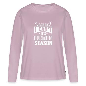 Désolé je ne peux pas c'est la saison de chasse - T-shirt manches longues Premium bio Femme - rose poudré - Devant - Julia (174cm)