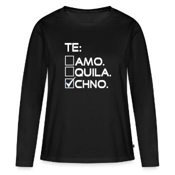 Techno confirmée - T-shirt manches longues Premium bio Femme - noir - Devant - Julia (174cm)