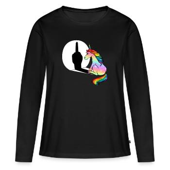 Middle finger unicorn middle finger - Women's Premium Organic Long Sleeve Shirt - black - Front - Julia (174cm)