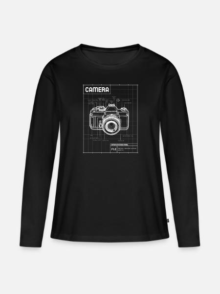 Kamera auf Blueprint - Frauen Premium Bio Langarmshirt - Schwarz