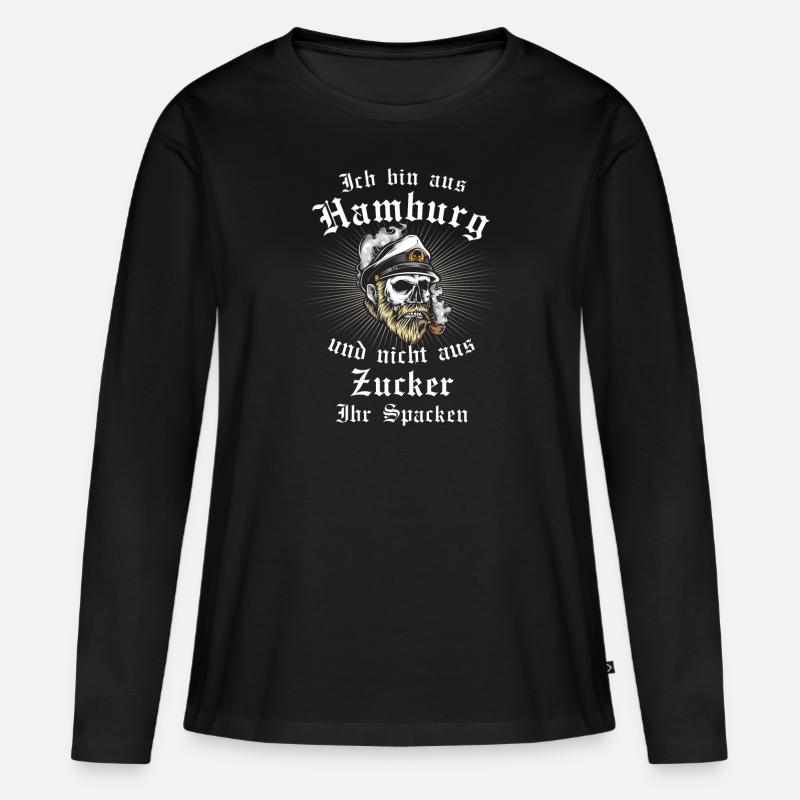 Hamburg moin ihr Spacken coole Geschenkidee Mann - Frauen Premium Bio Langarmshirt - Schwarz