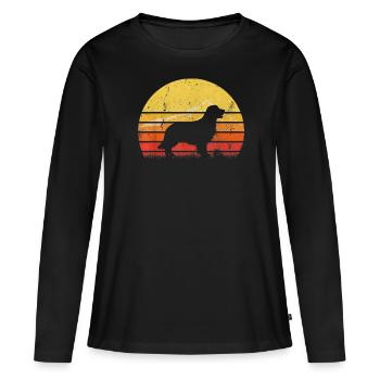 Silhouette de golden retriever rétro vintage - T-shirt manches longues Premium bio Femme - noir - Devant - Julia (174cm)