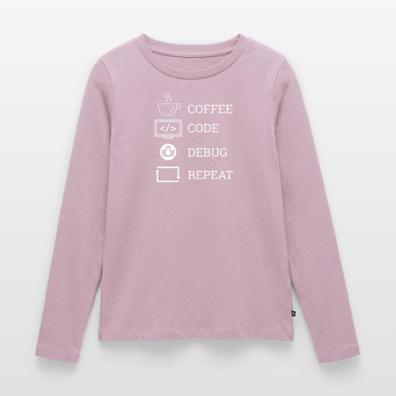 "Coffee Code Debug Repeat" | Programmierer Frauen Premium Bio Langarmshirt