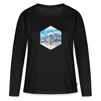 Salzbourg est connue pour ses Mozartkugeln - T-shirt manches longues Premium bio Femme - noir - Devant - Julia (174cm)