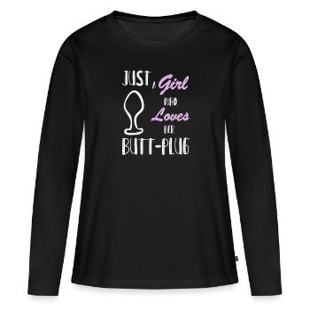 Plug anal plug anal idée cadeau gode fétiche - T-shirt manches longues Premium bio Femme - noir - Devant - Julia (174cm)