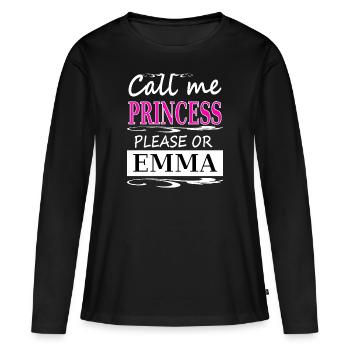 mon nom est Emma, mon nom est Emma, cadeau de nom de jeune fille - T-shirt manches longues Premium bio Femme - noir - Devant - Julia (174cm)