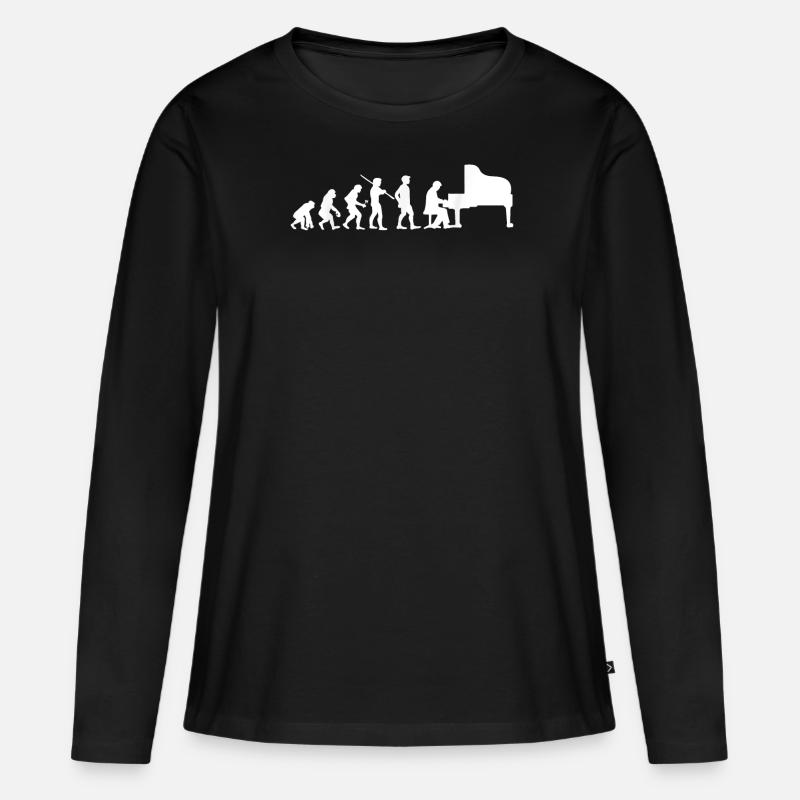 Evolution Piano Player Pianist Funny Orchestra - Frauen Premium Bio Langarmshirt - Schwarz