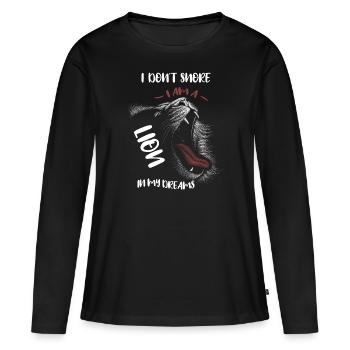 Ronflement drôle disant que je ne ronfle pas le lion - T-shirt manches longues Premium bio Femme - noir - Devant - Julia (174cm)