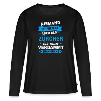 Zürcher Geschenk Sprüche Shirt - Frauen Premium Bio Langarmshirt - Schwarz - Vorne - Julia (174cm)