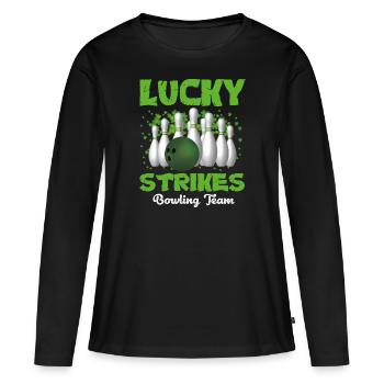 Lucky strikes bowling team - T-shirt manches longues Premium bio Femme - noir - Devant - Julia (174cm)